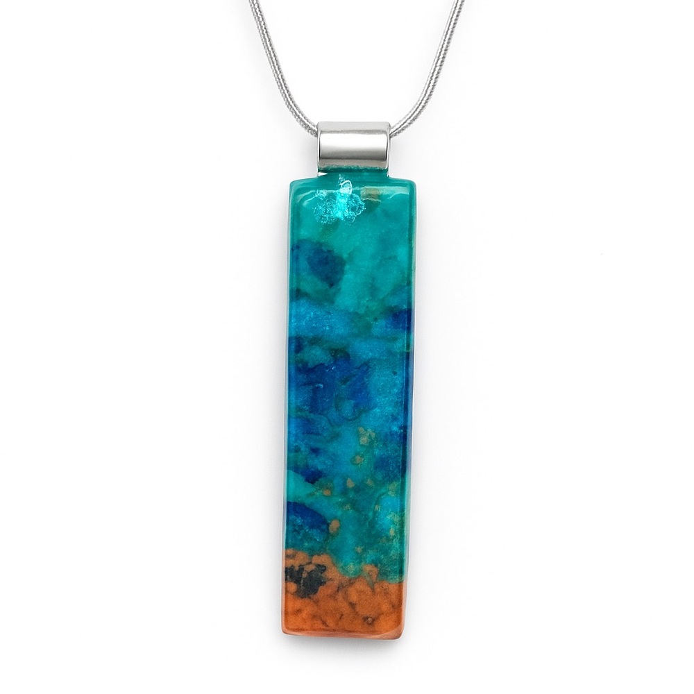 Turquoise and Orange Pendant Necklace